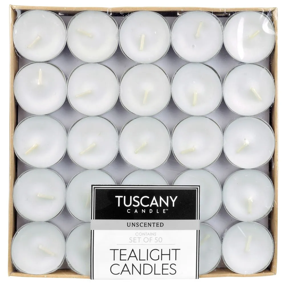 Empire Tuscany Unscented Essentials Tealight Candle - Set/50 (White)