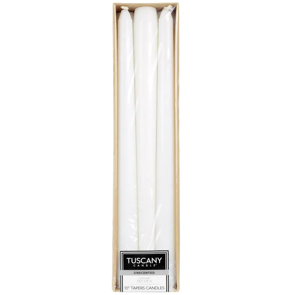 Empire Tuscany Unscented Essentials Taper Candle - Set of 6 (White)