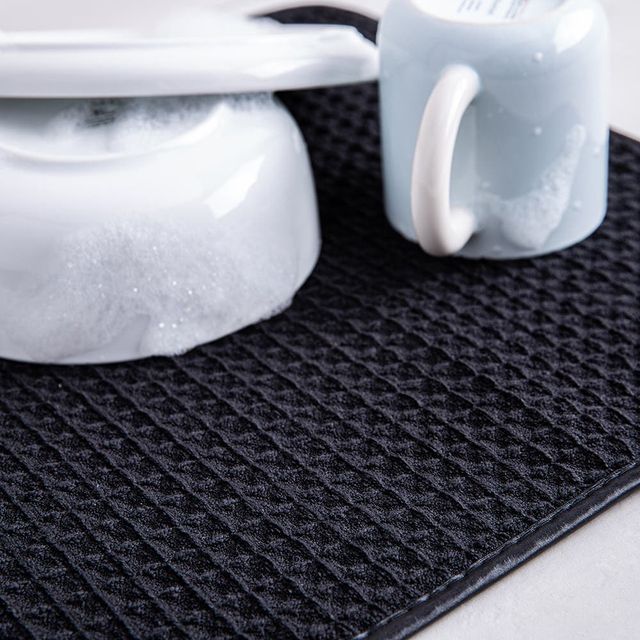 Harman Luxe Plush Microfibre Dish Drying Mat (15x20, Charcoal)