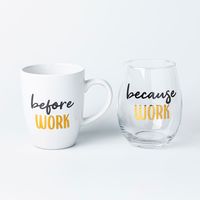 KSP Inspo 'Work' Mug and Glass Gift Set - Set of 2