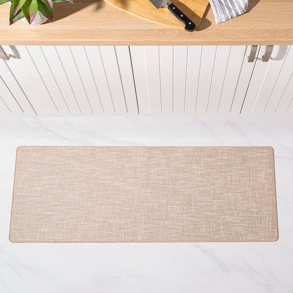 Harman Washable Mat 'Texture' Accent Mat 18"x47" (Linen)