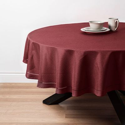 Harman Hemstitch Polyester Tablecloth 70" Round (Wine)