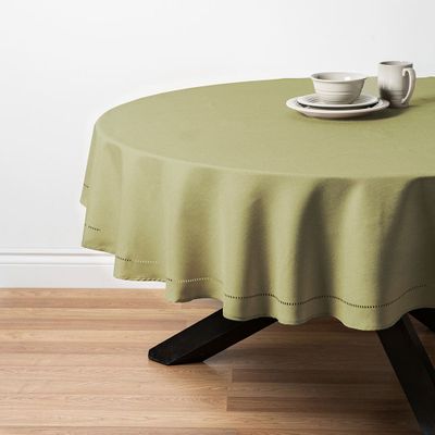 Harman Hemstitch Polyester Tablecloth 70" Round (Olive)