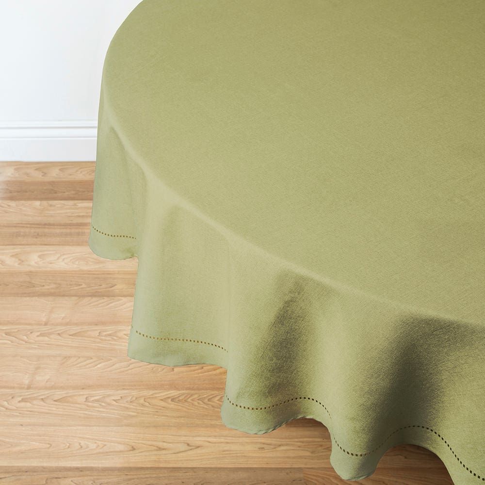 Harman Hemstitch Polyester Tablecloth 70" Round (Olive)