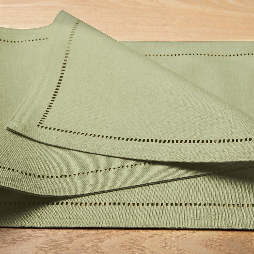 Harman Hemstitch Polyester Runner (Olive)