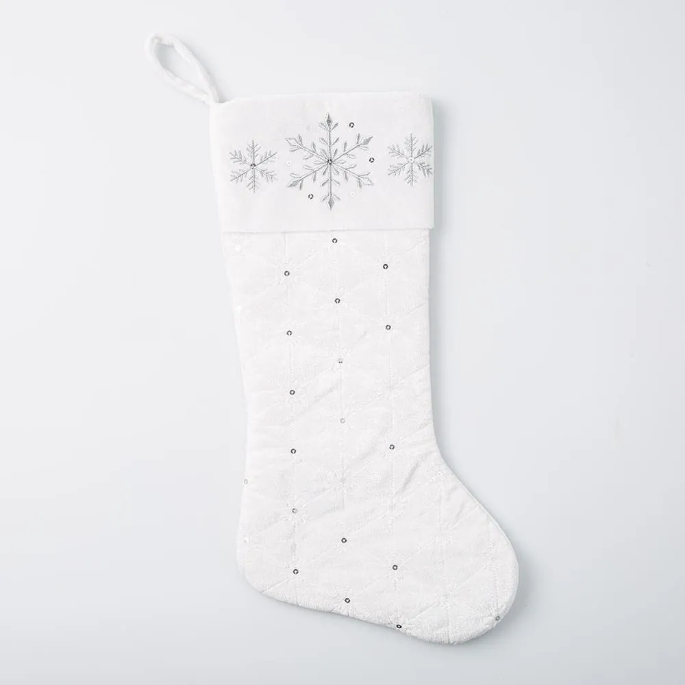 KSP Christmas Stocking Quilted Velvet 20" (White)