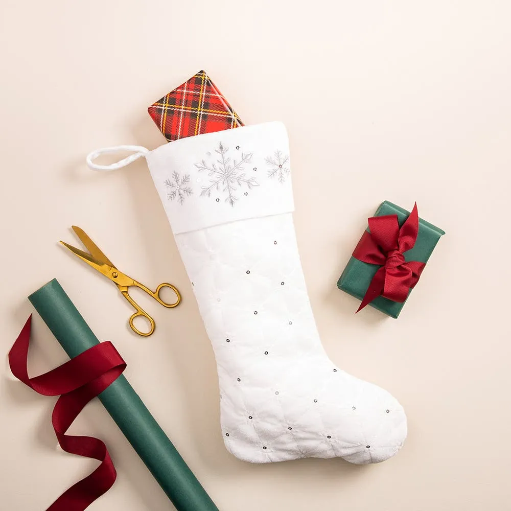 KSP Christmas Stocking Quilted Velvet 20" (White)