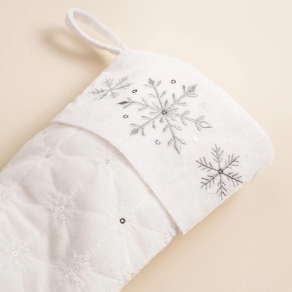 KSP Christmas Stocking Quilted Velvet 20" (White)