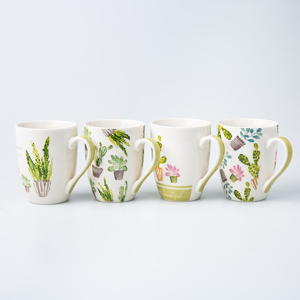 KSP Graphic 'Cactus' Mug - Set of 4