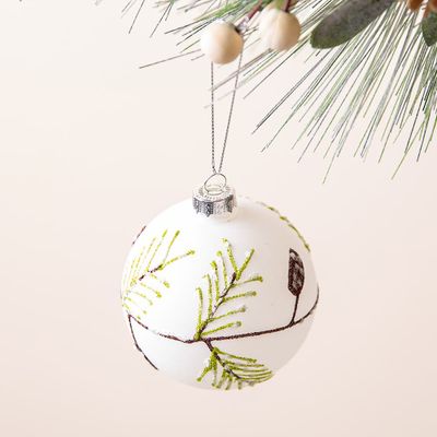 Nutcracker Christmas 'Glitter Pine Cones' Glass Ball Ornament