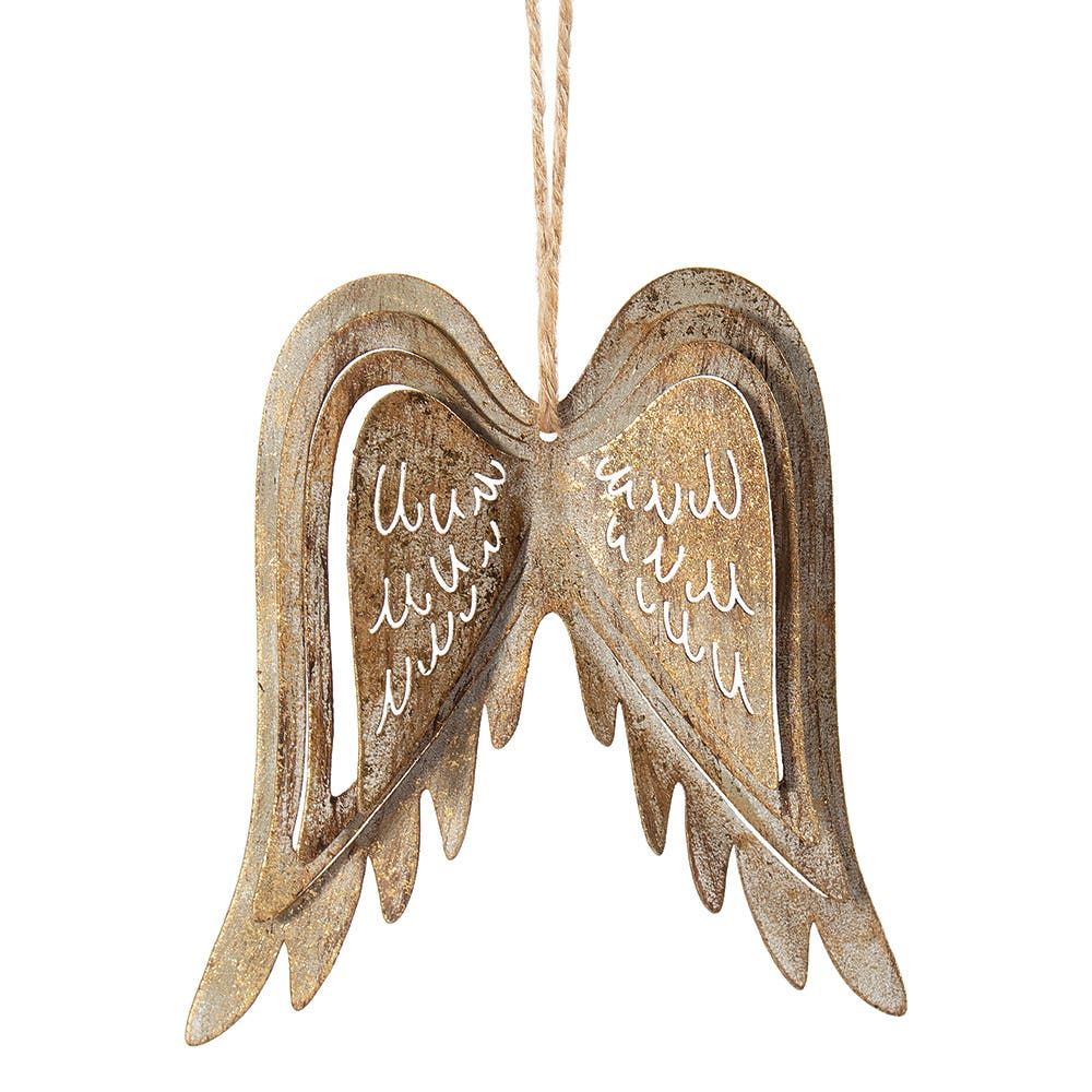 Nutcracker Christmas 'Rustic Wings' Metal Ornament (Gold)