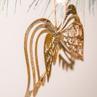 Nutcracker Christmas 'Rustic Wings' Metal Ornament (Gold)