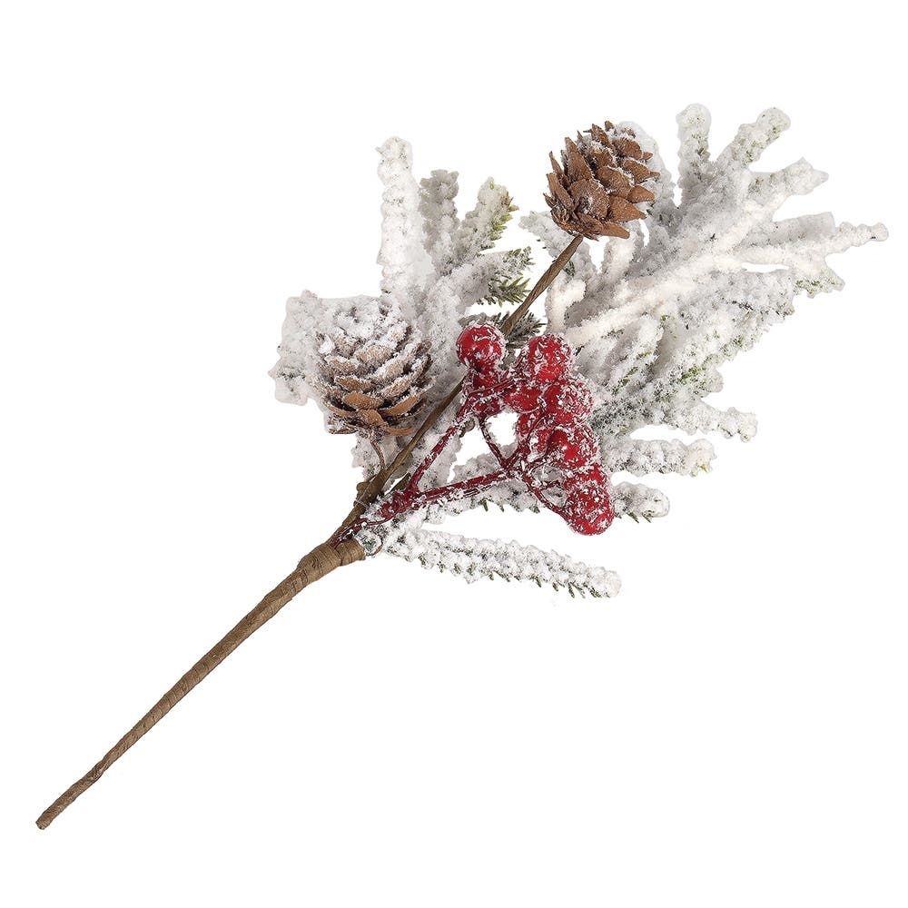 Nutcracker Christmas 'Snow Flocked Berries/P.Cone' Decorative Pick