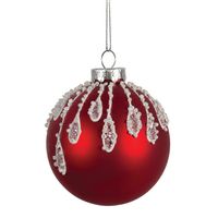 Nutcracker Christmas 'Bead Drips' Glass Ball Ornament (White/Red)