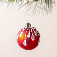 Nutcracker Christmas 'Bead Drips' Glass Ball Ornament (White/Red)