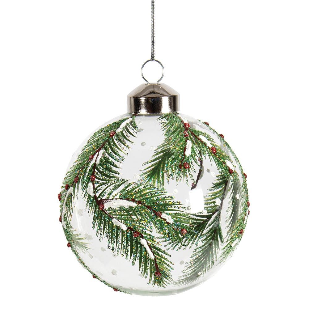 Nutcracker Christmas 'Glitter Fir Bough' Glass Ball Ornament