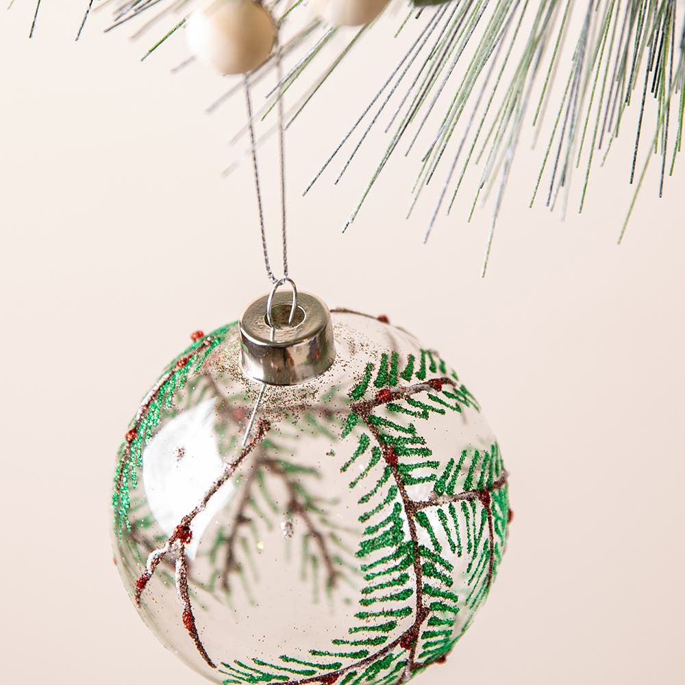 Nutcracker Christmas 'Glitter Fir Bough' Glass Ball Ornament