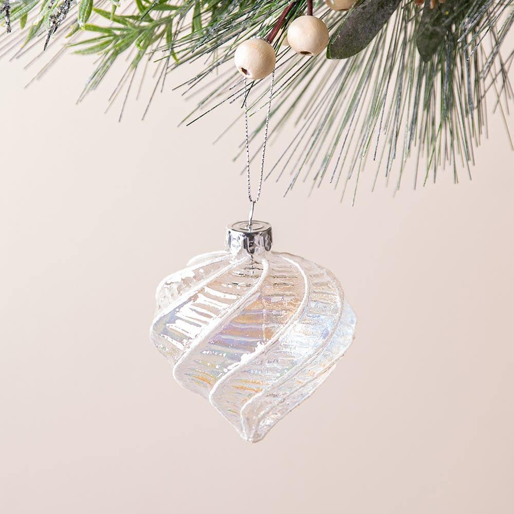 Nutcracker Christmas 'Iridescent Spiral Glitter' Glass Onion Ornament