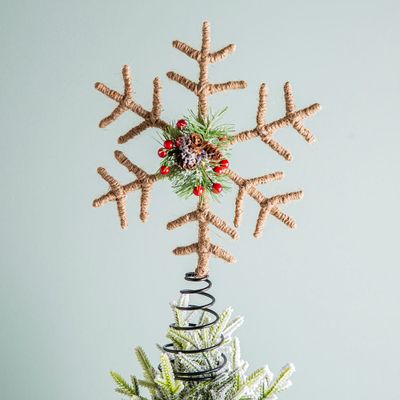 Rosemary & Time xmas 'Snowflake' Natural Jute Rope Tree Topper