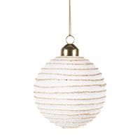 Rosemary & Time xmas 'Glitter Stripe' Glass Ball Ornament (White/Gold)