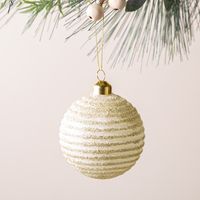 Rosemary & Time xmas 'Glitter Stripe' Glass Ball Ornament (White/Gold)