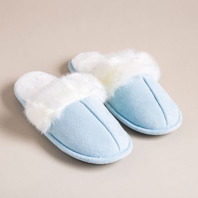 Every Sunday Ultra Soft 'Long Fur' Memory Foam Slippers Women (Blue)