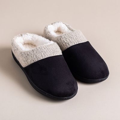Every Sunday Ultra Soft 'Knit Cuff' Memory Foam Slippers Women (Black)