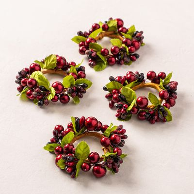 KSP Christmas Decor 'Red Berry' Napkin Ring - Set/4