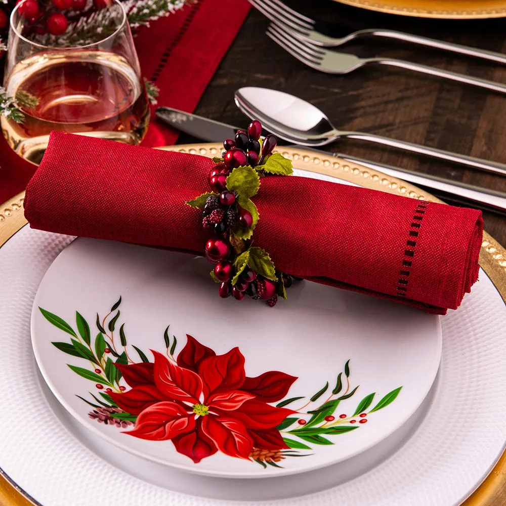 KSP Christmas Decor 'Red Berry' Napkin Ring - Set/4