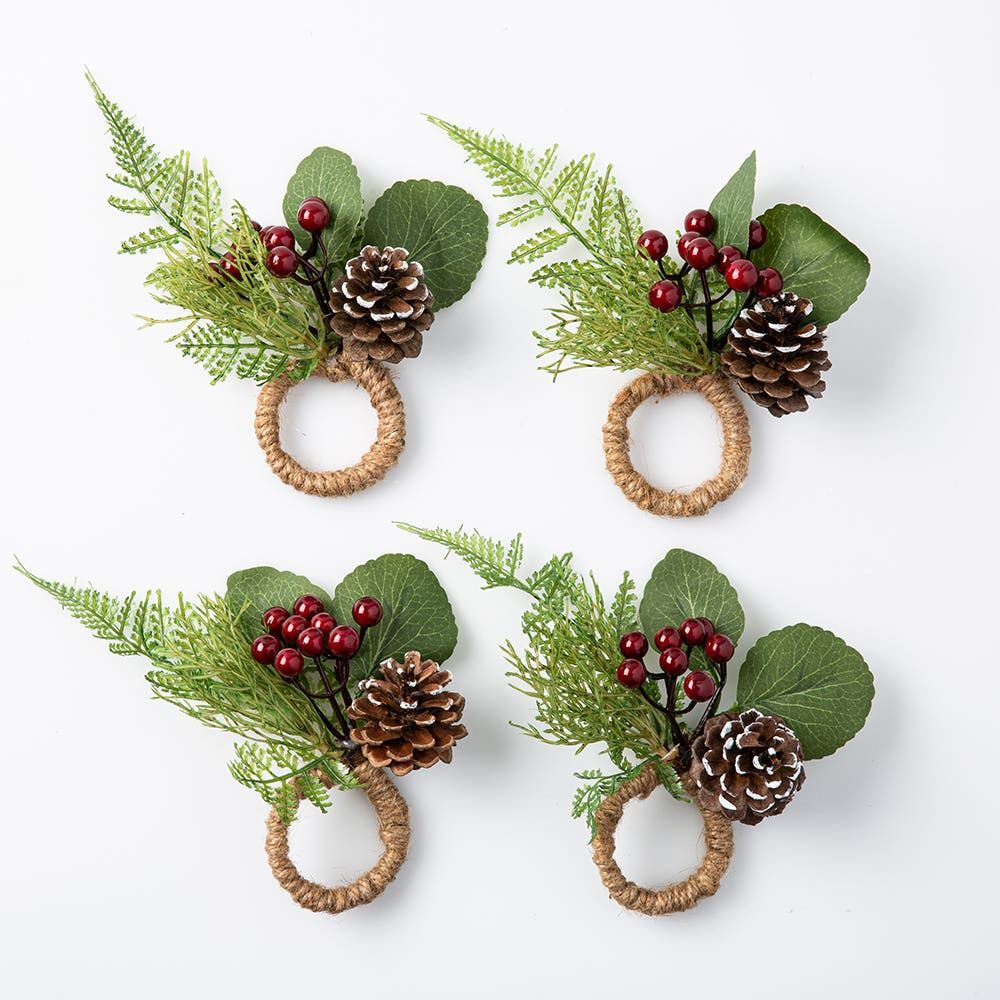 KSP Christmas Decor 'Pine Cone' Napkin Ring - Set/4