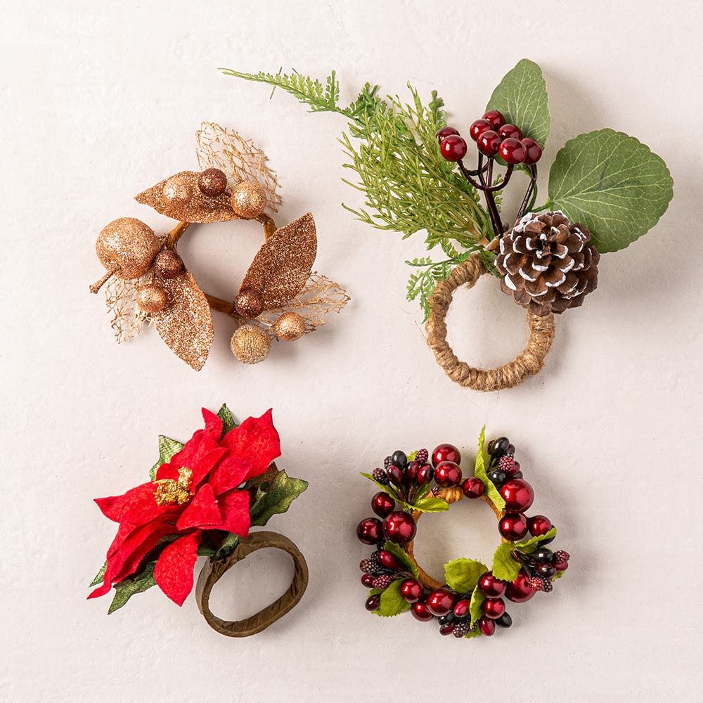 KSP Christmas Decor 'Pine Cone' Napkin Ring - Set/4