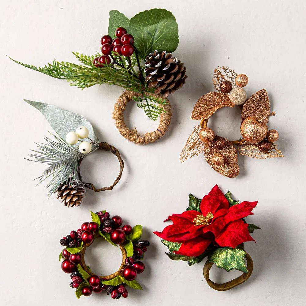 KSP Christmas Decor 'Pine Cone' Napkin Ring - Set/4