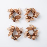 KSP Christmas Decor 'Gold Baubles' Napkin Ring - Set/4