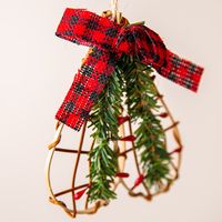 Christmas Deco. Christmas 'Buffalo Plaid Snow Shoes' Wooden Ornament