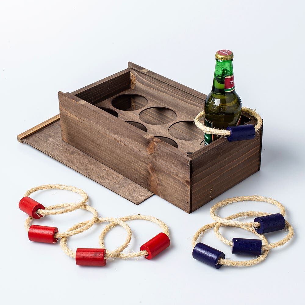 Fun Trendz Tabletop Wooden Bottle Ring Toss Game