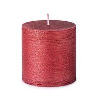 Deco Lite Christmas Metallic Glitter Pillar Candle (Red)