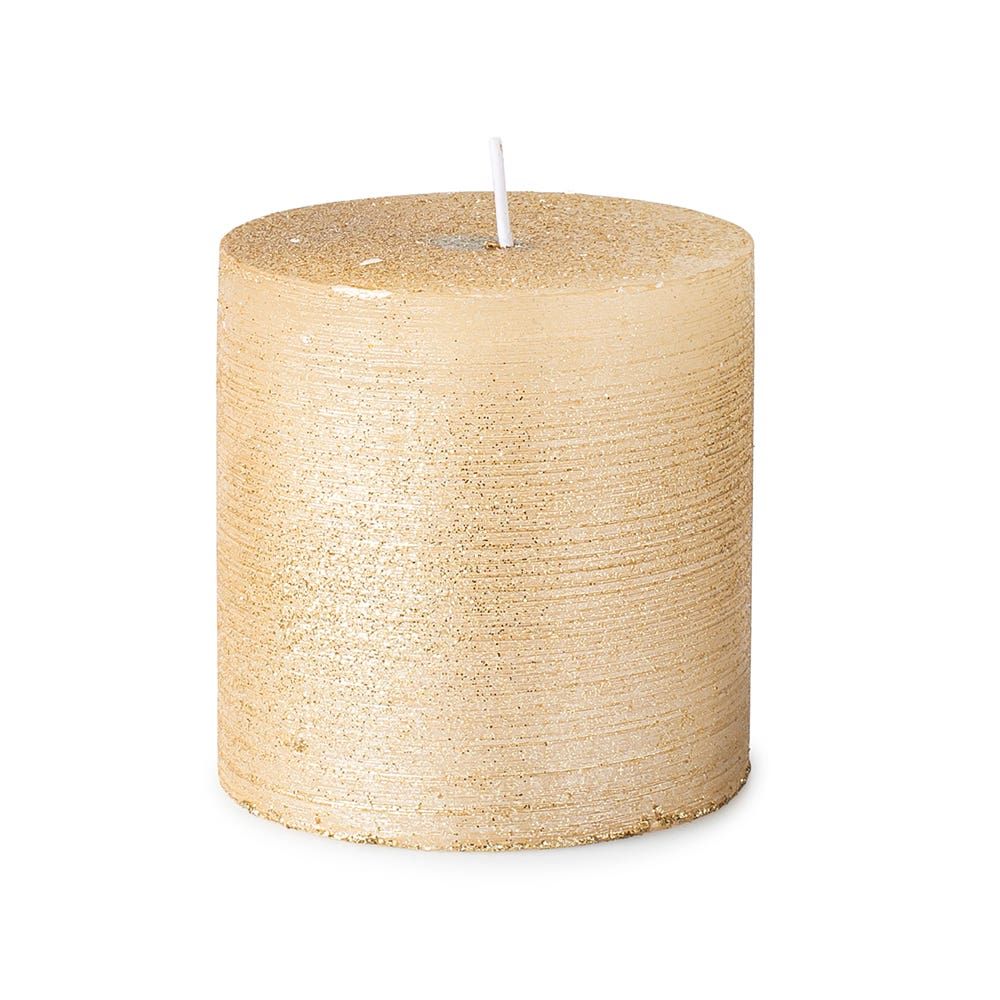 Deco Lite Christmas Metallic Glitter Pillar Candle (Gold)