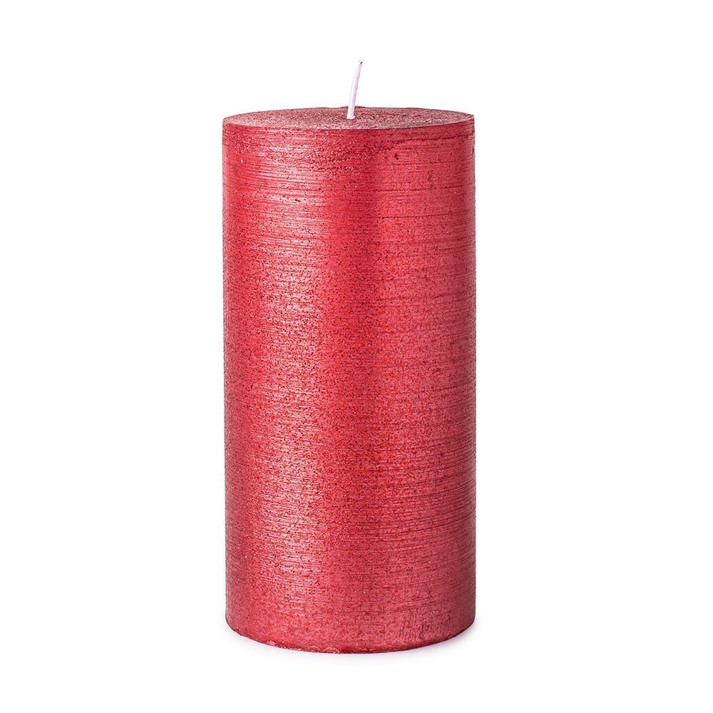 Deco Lite Christmas Metallic Glitt Pillar Candle 5.9" (Red)