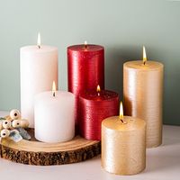 Deco Lite Christmas Metallic Glitt Pillar Candle 5.9" (Red)