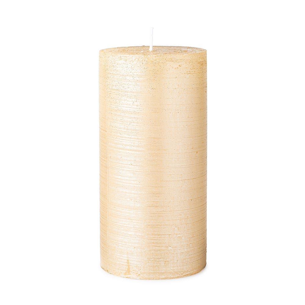 Deco Lite Christmas Metallic Glitter Pillar Candle 5.9" (Gold)