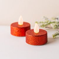 Deco Lite Christmas Glitter Flickering LED Tealight - S/2 (Asstd.)