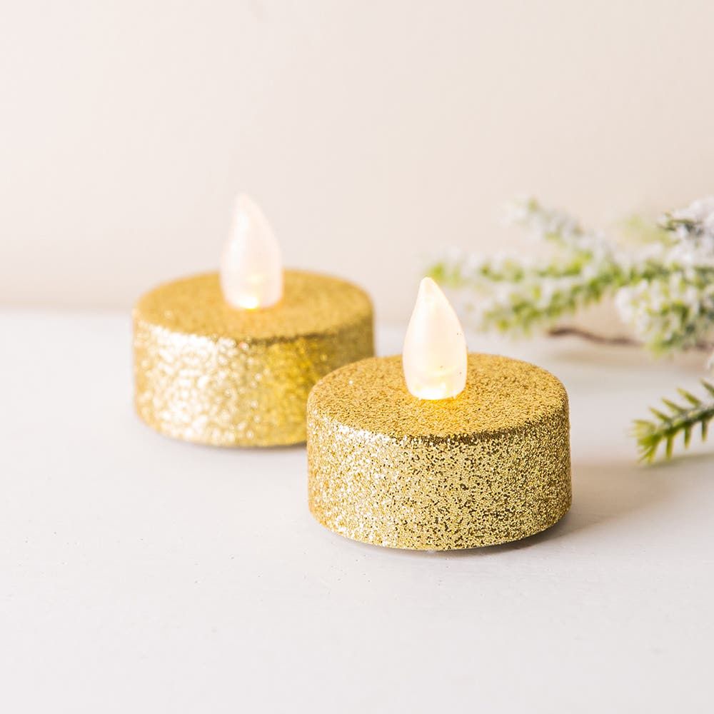 Deco Lite Christmas Glitter Flickering LED Tealight - S/2 (Asstd.)