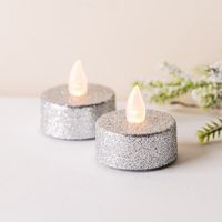 Deco Lite Christmas Glitter Flickering LED Tealight - S/2 (Asstd.)