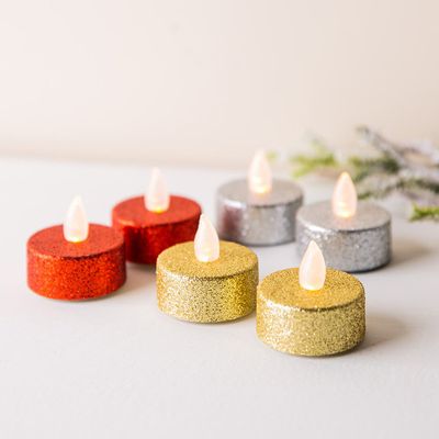 Deco Lite Christmas Glitter Flickering LED Tealight - S/2 (Asstd.)