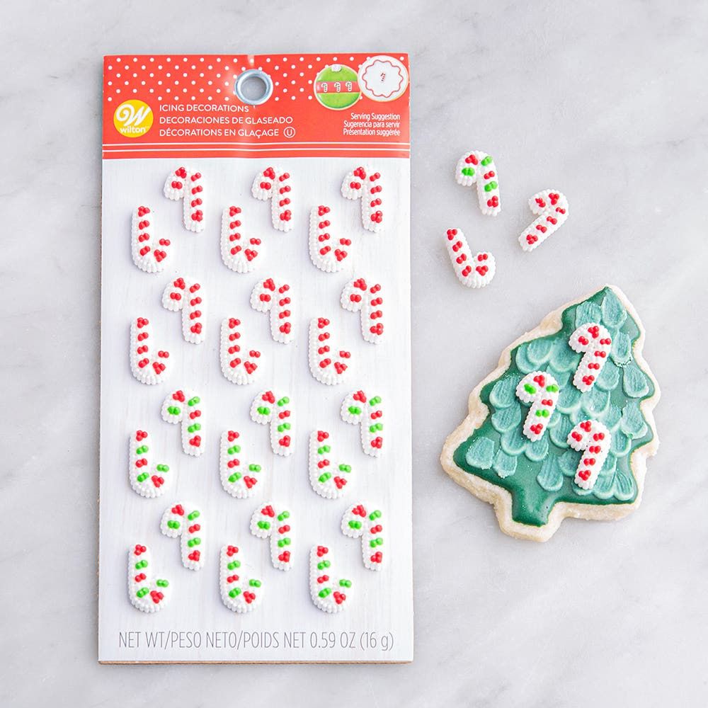 Wilton Christmas 'Candy Cane' Icing Topper Decoration - S/24