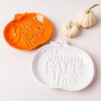 Deco Home Harvest 'Give Thanks' Pumpkin Shaped Serving Plate (Orange)