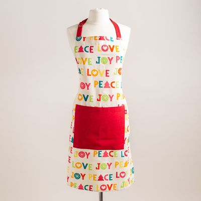 Harman Christmas 'Joy Peace Love' Cotton Apron (Multi Colour)