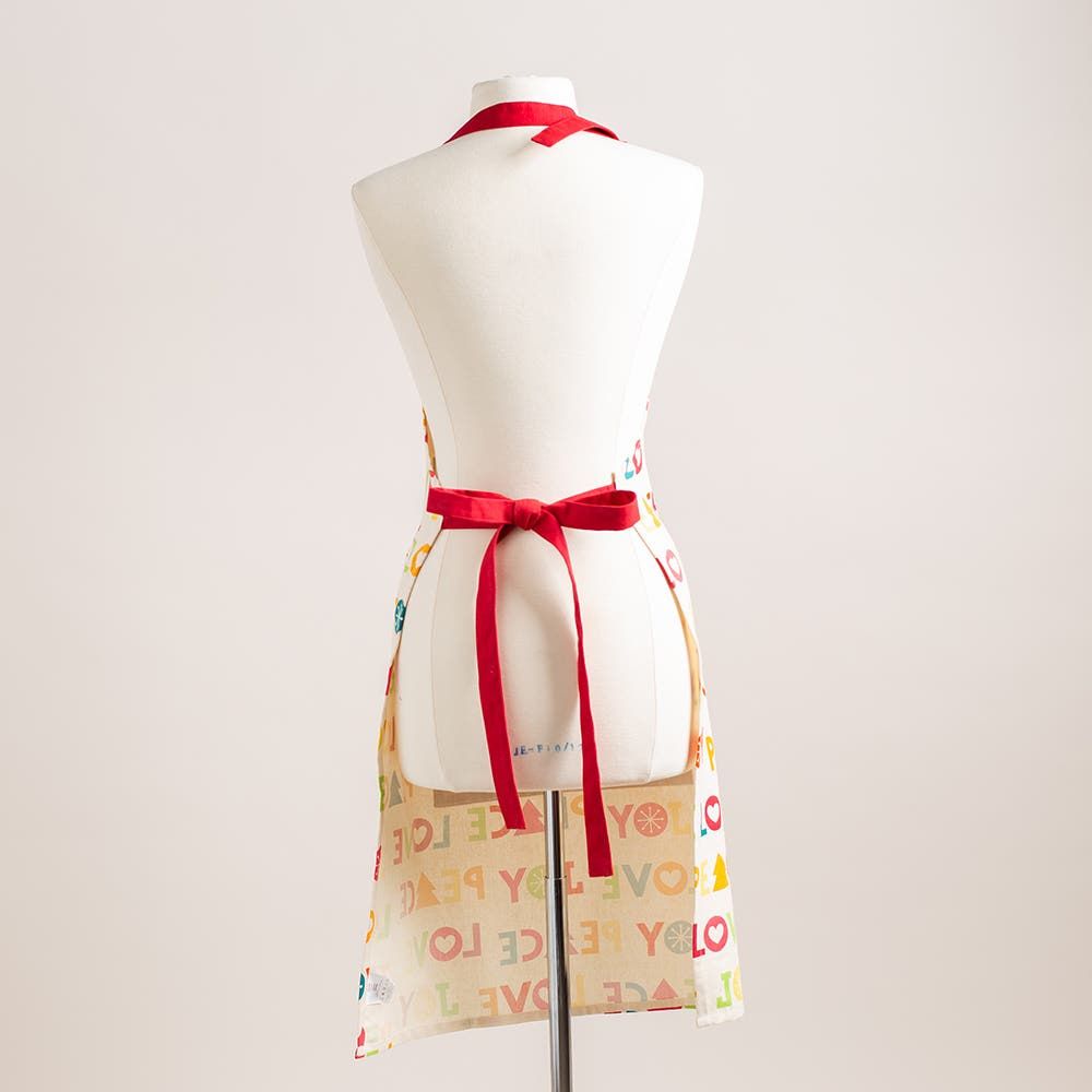 Harman Christmas 'Joy Peace Love' Cotton Apron (Multi Colour)