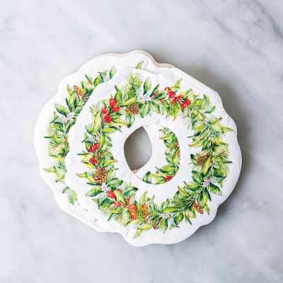 Harman Christmas 3-Ply 'Wreath W/Bow' Paper Napkin - Set of 20