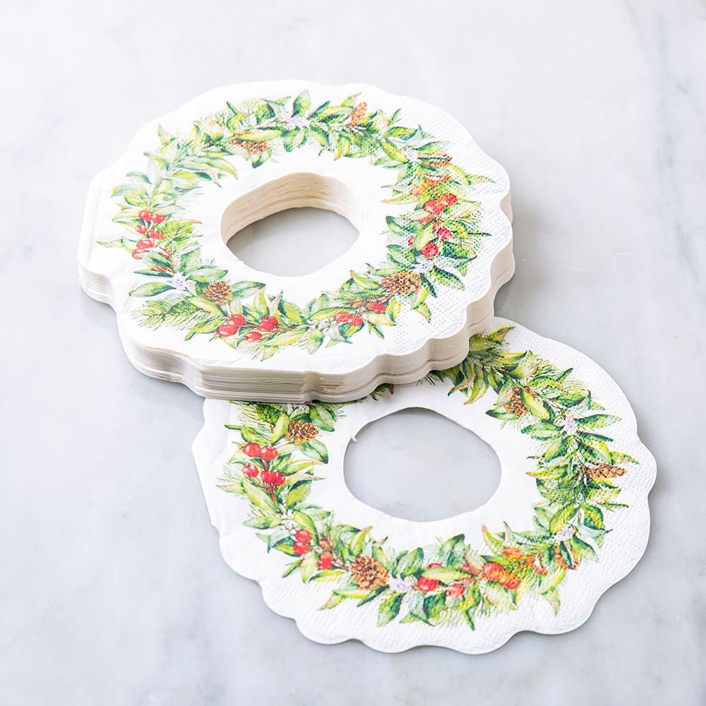 Harman Christmas 3-Ply 'Wreath W/Bow' Paper Napkin - Set of 20